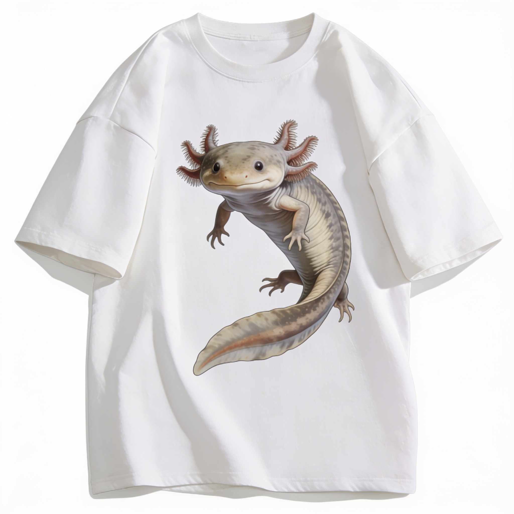 You Axolotl Questions Oversized Graphic Tee - Unisex 90s Boxy Fit 100% Combed Cotton
