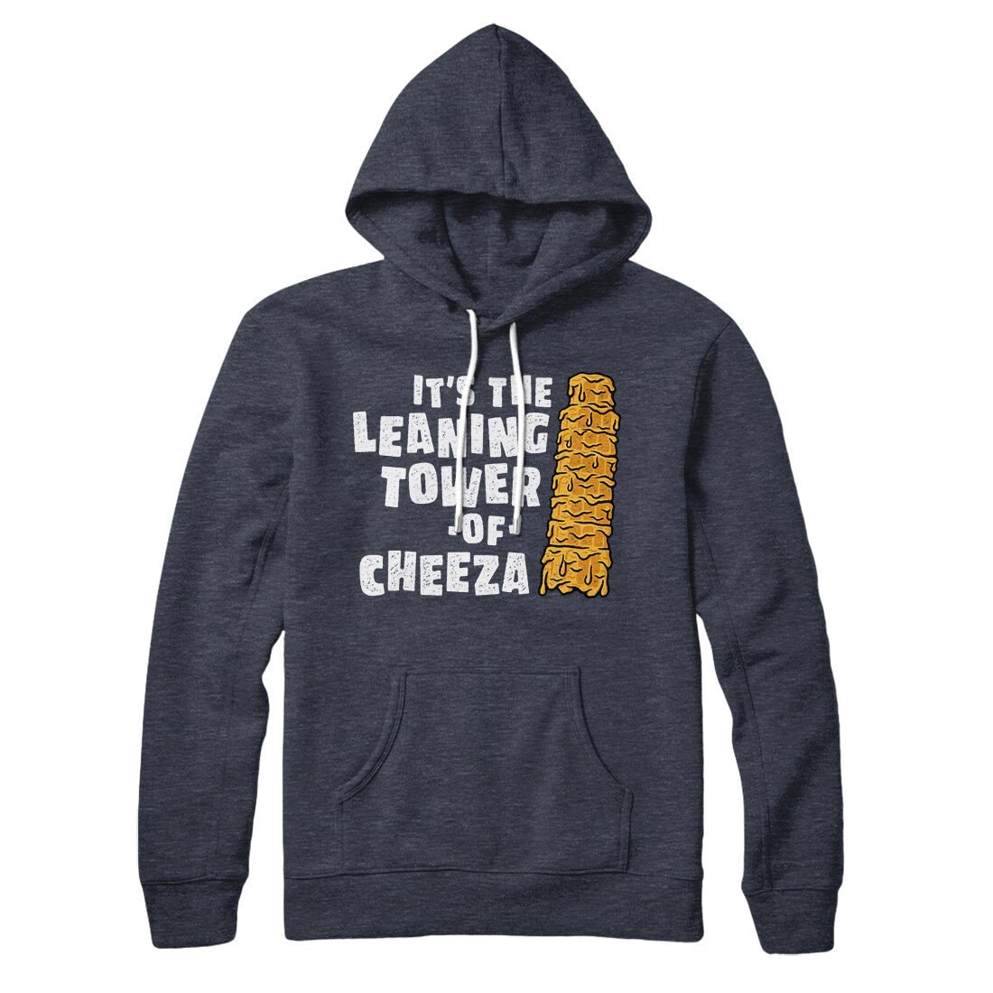 Leaning Tower of Cheeza Pullover Hoodie - Unisex Cotton Polyester Loose Fit