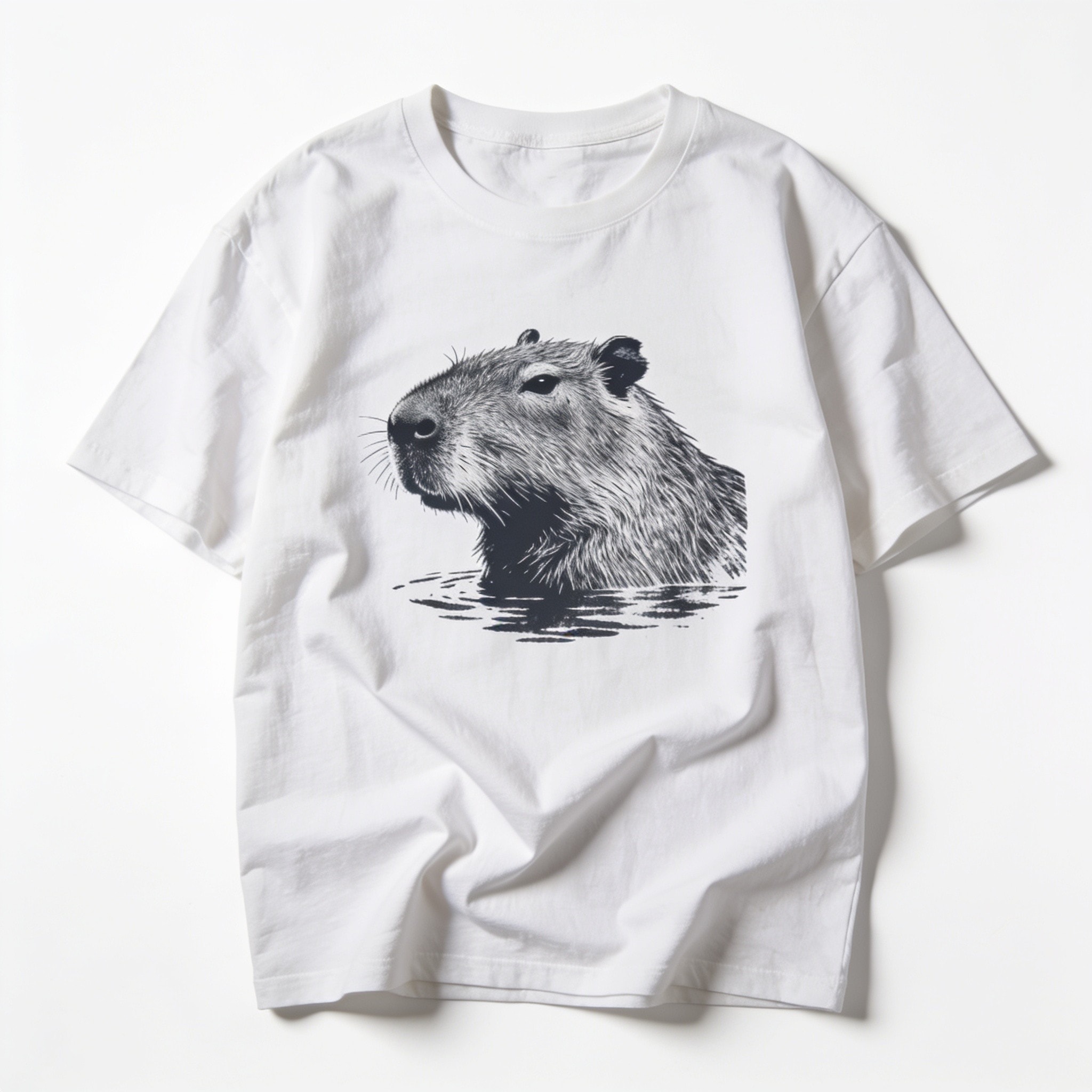 Capybara Water Rat Oversized Graphic Tee - Unisex 100% Combed Cotton Heavyweight T-Shirt