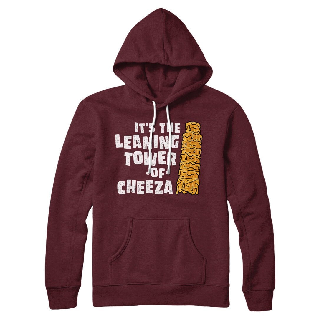 Leaning Tower of Cheeza Pullover Hoodie - Unisex Cotton Polyester Loose Fit