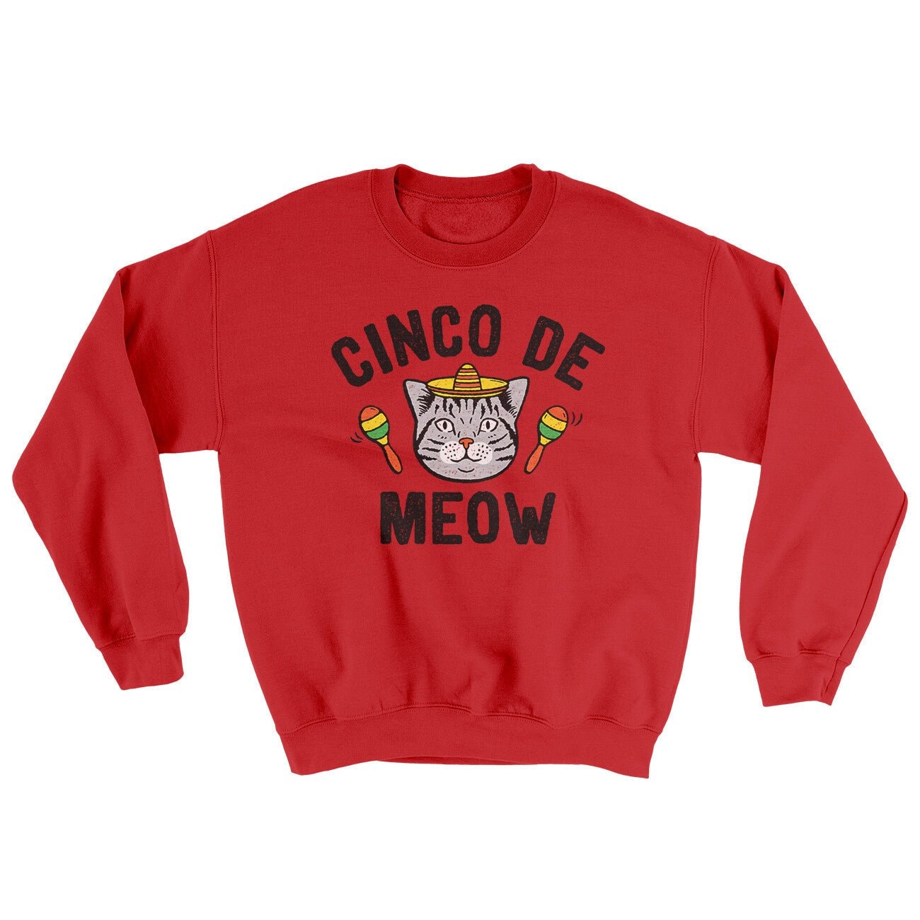 Cinco De Meow Ugly Sweater - Cat Party Crewneck Sweatshirt