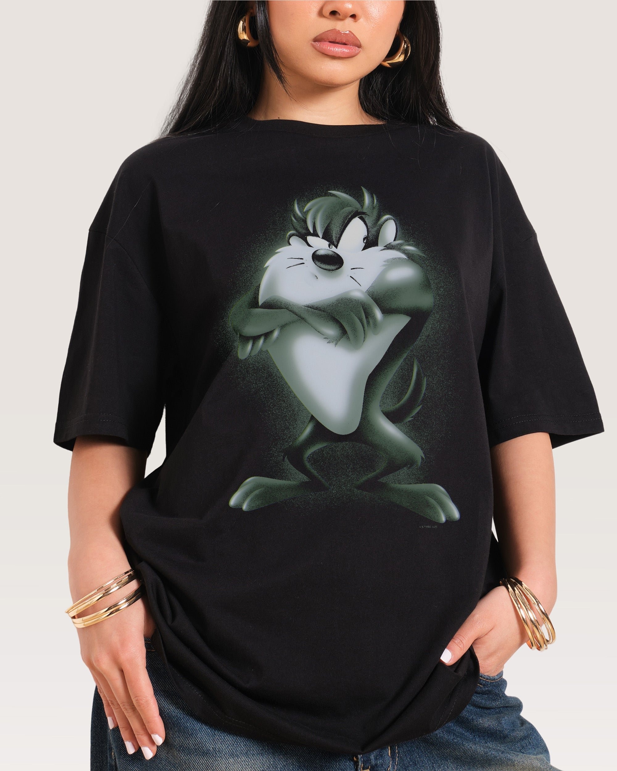 Taz Looney Tunes Vintage Oversized Graphic T-Shirt - Unisex 100% Combed Cotton Heavyweight Tee