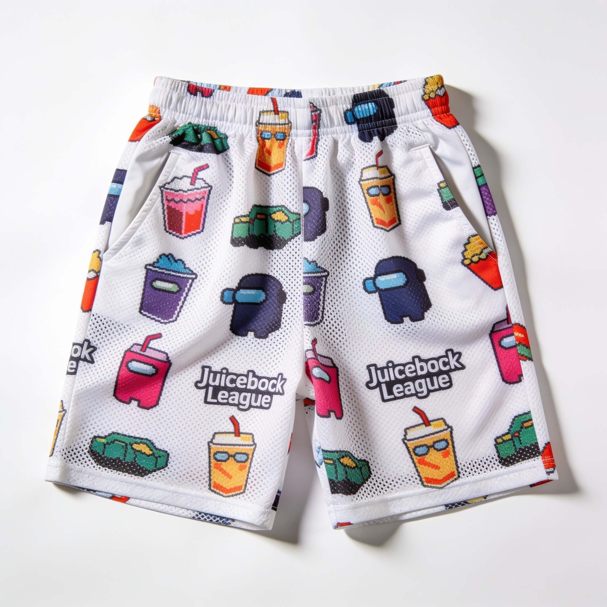 Juicebox League Mesh Shorts - Allover Pattern, Side Pockets, 5" Inseam