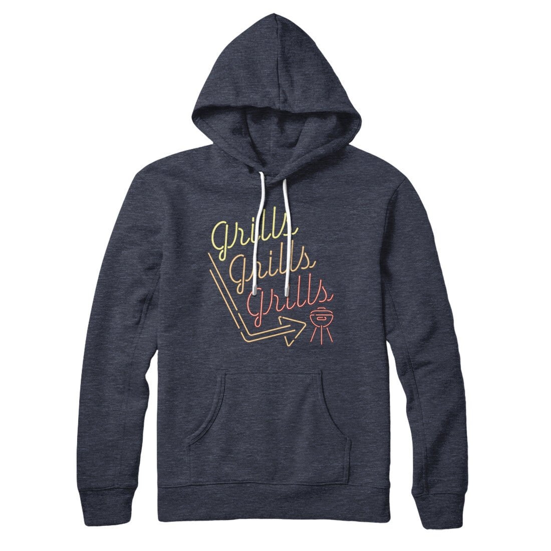 Grills Grills Grills Hoodie - Unisex Pullover with BBQ Graphic, Cotton Polyester Blend