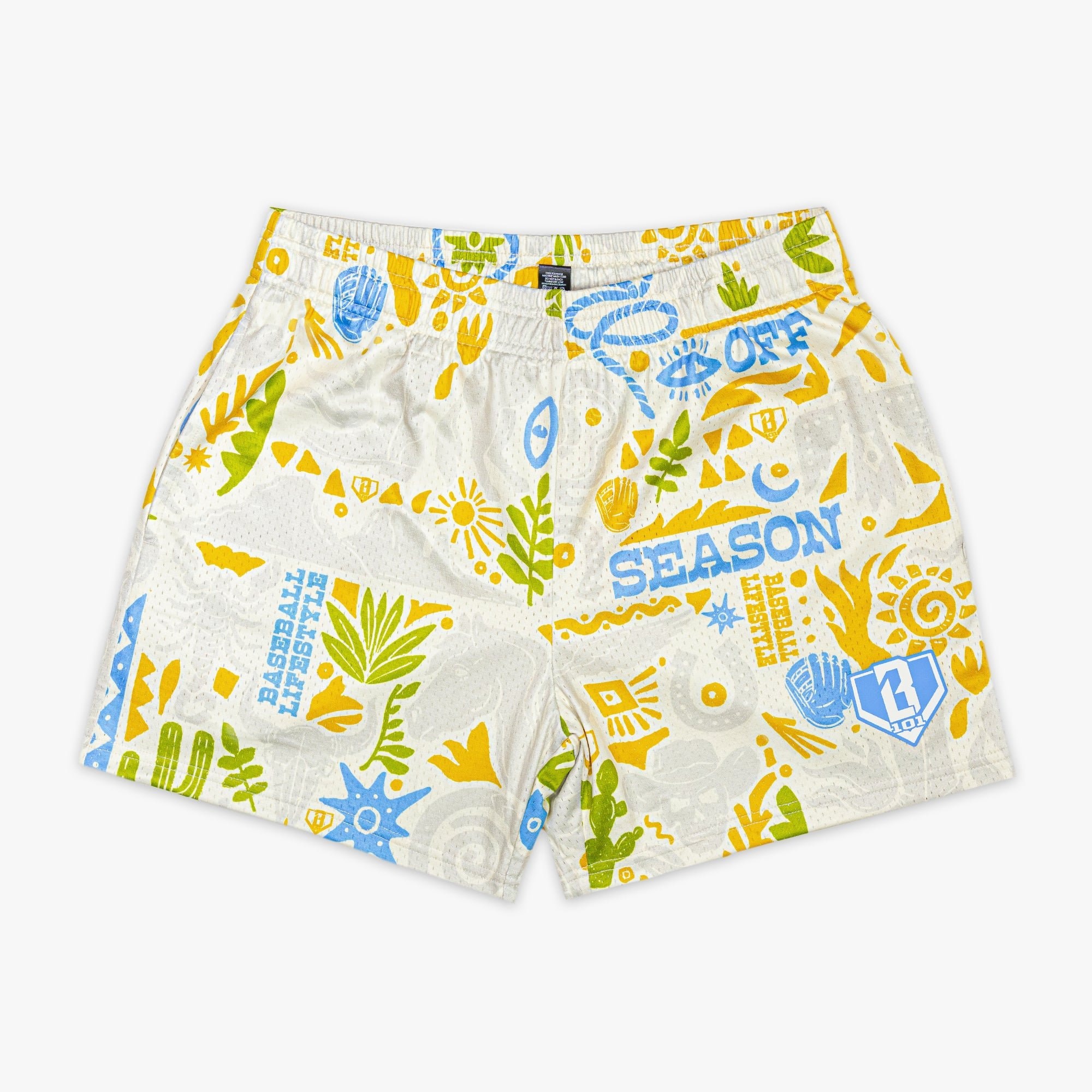 Cactus Curve Mesh Shorts - Allover Pattern, 5" Inseam, Polyester Athletic