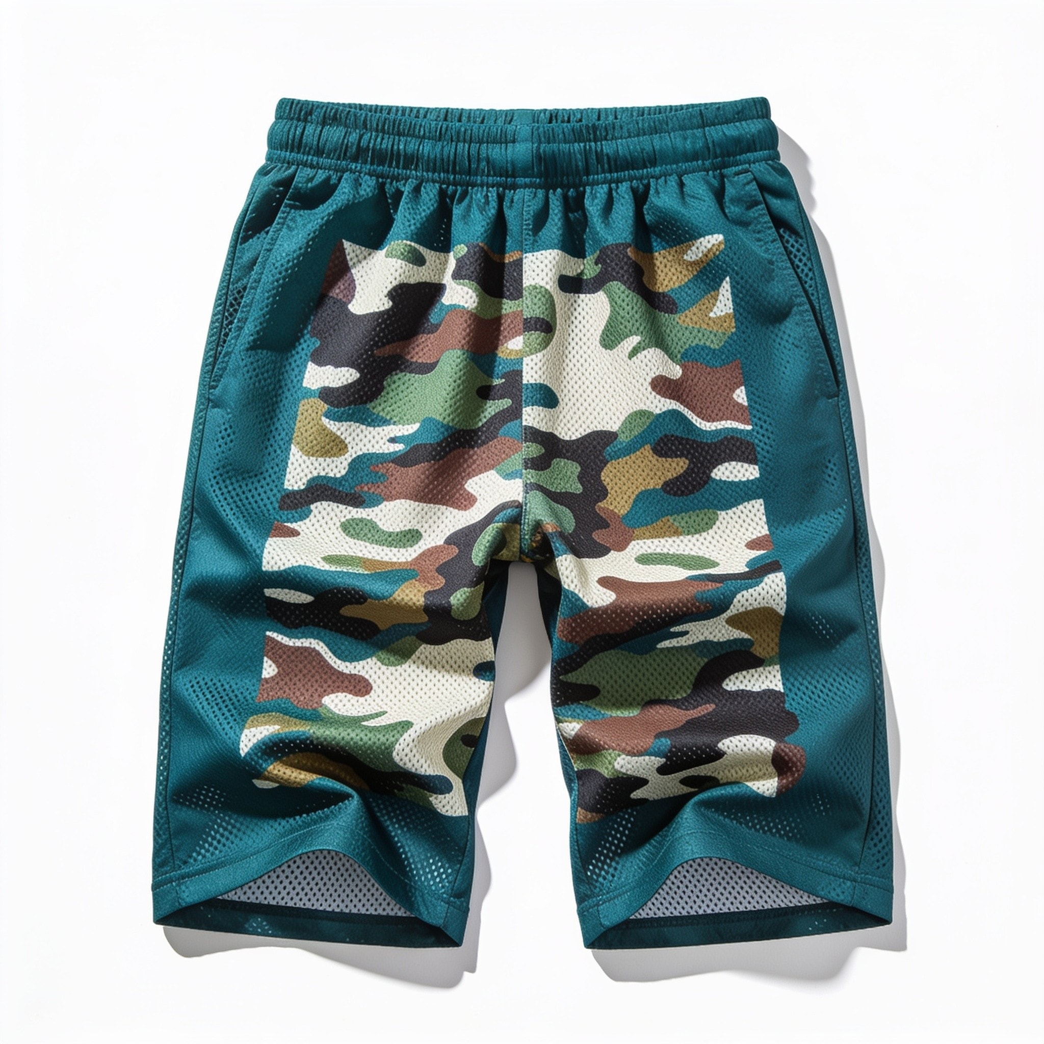 Realtree Aspect Shorts - Teal Camo Mesh Athletic Shorts for Men