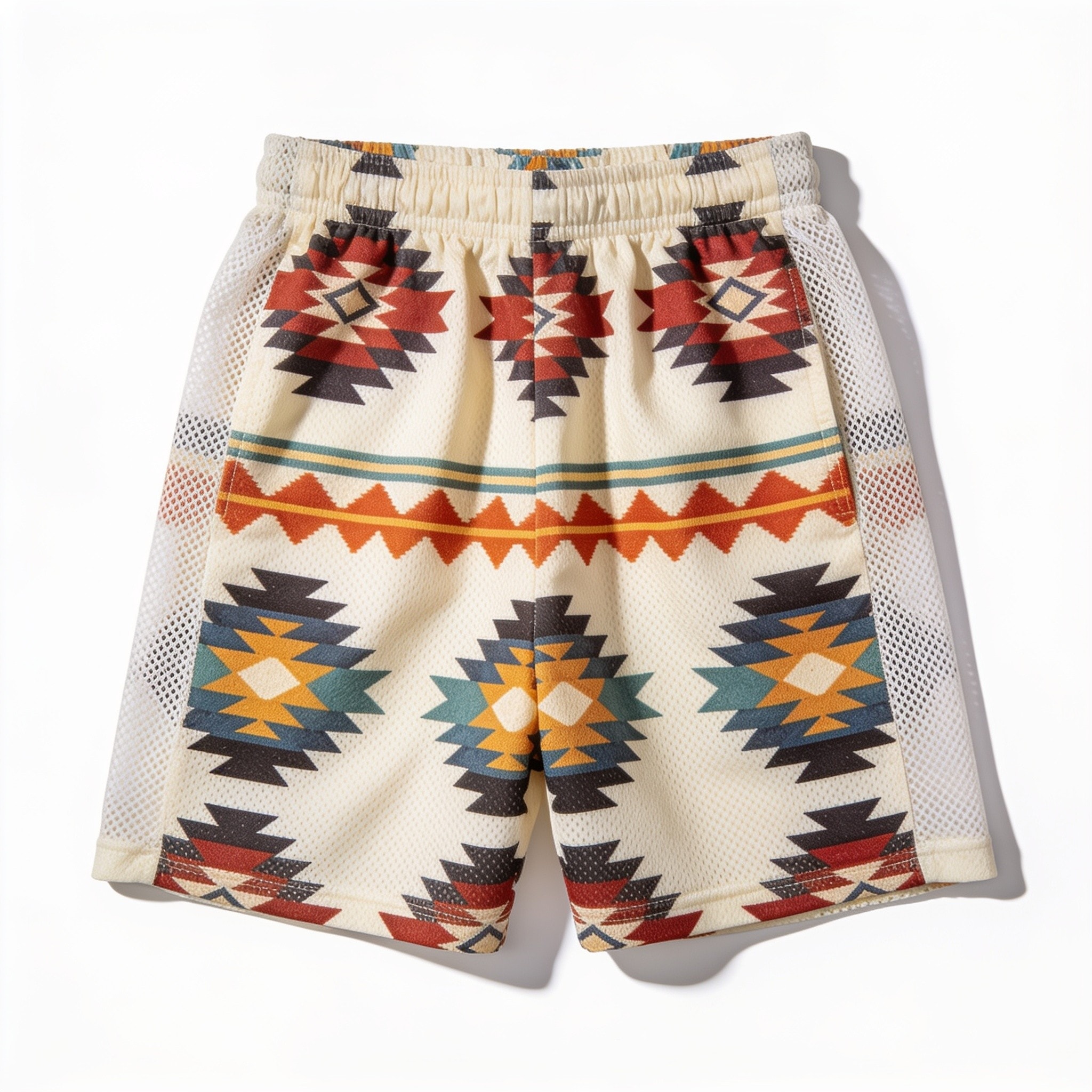 Dust Meets Diamond Youth Mesh Shorts - Southwest Geometric Print, 5" Inseam