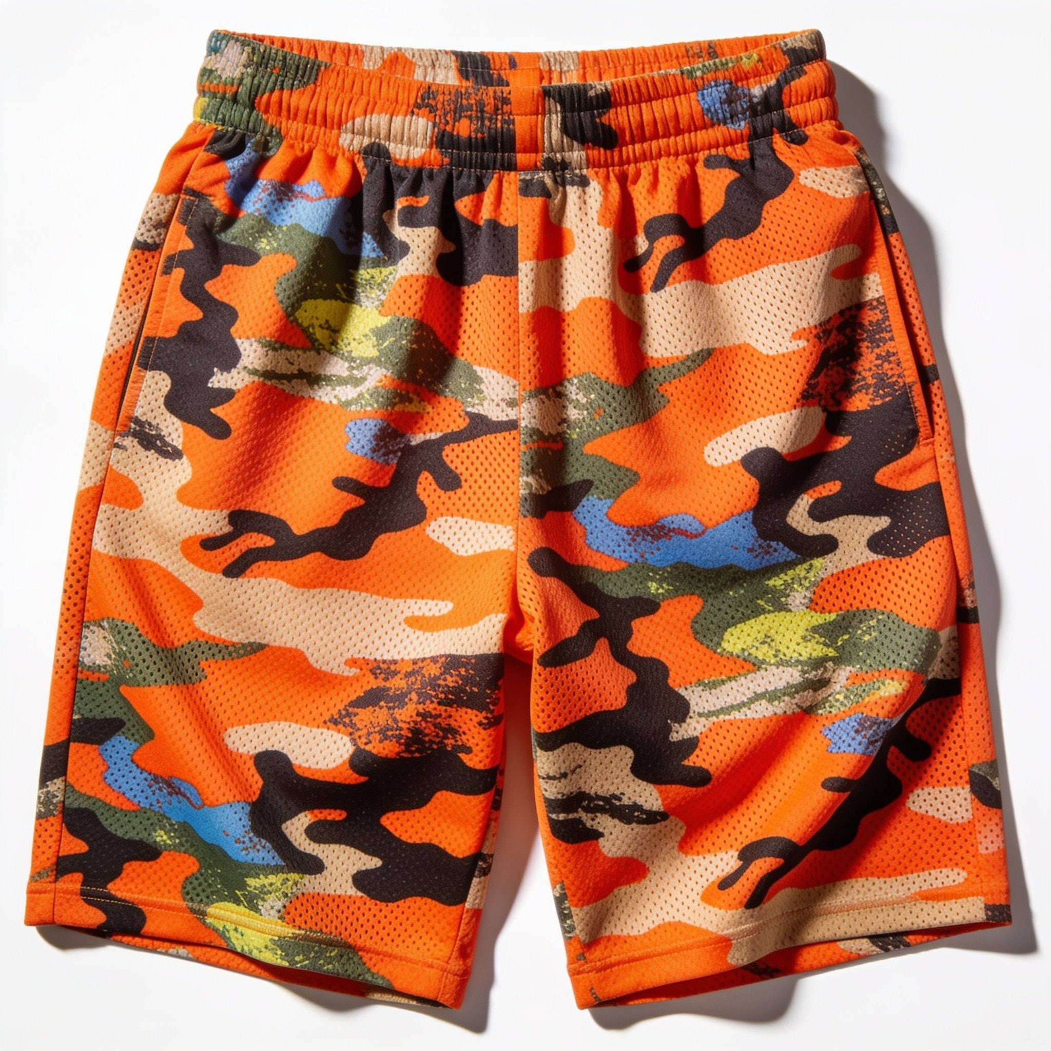 Realtree Aspect Shorts - Orange Camo Mesh Athletic Shorts for Men