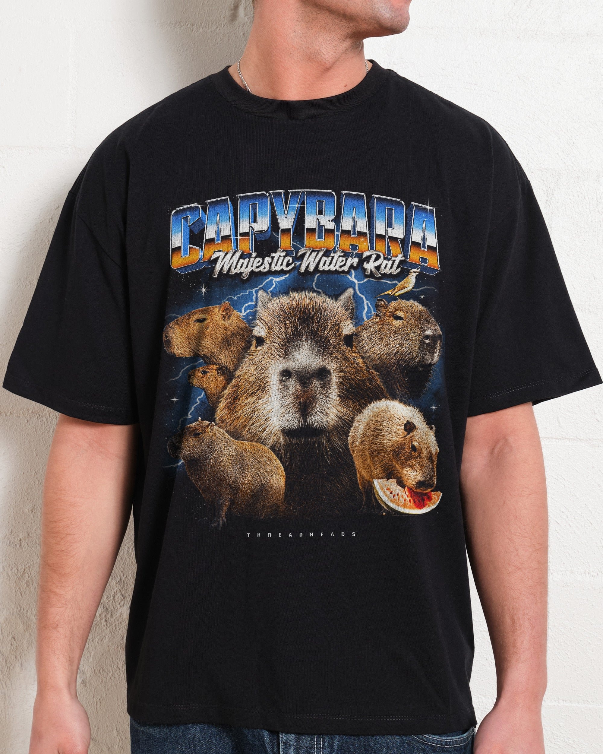 Capybara Water Rat Oversized Graphic Tee - Unisex 100% Combed Cotton Heavyweight T-Shirt