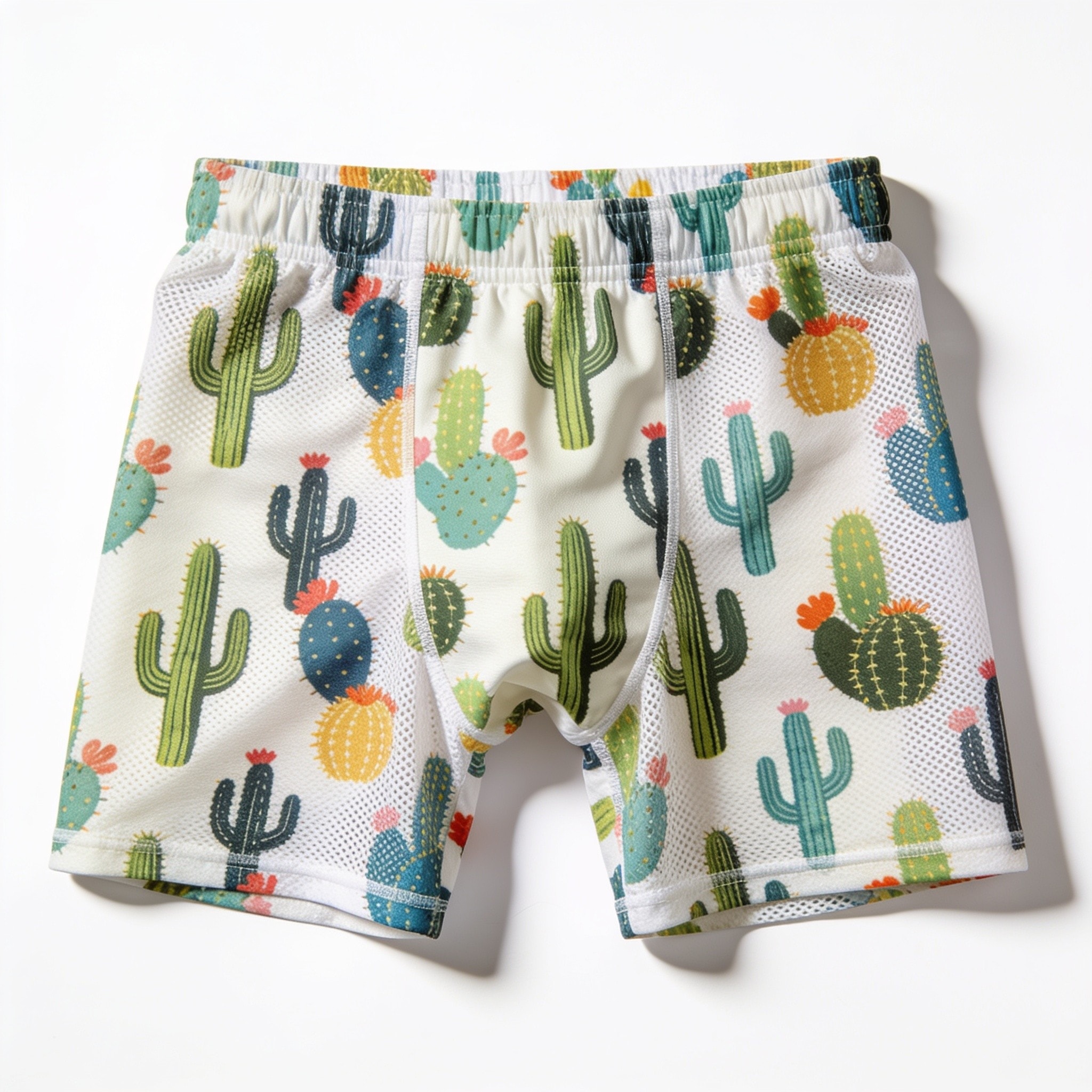 Cactus Curve Mesh Shorts - Allover Pattern, 5" Inseam, Polyester Athletic