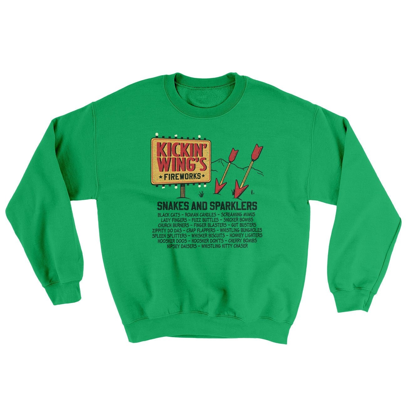 Kickin' Wing's Fireworks Ugly Sweater - Unisex Crewneck Sweatshirt