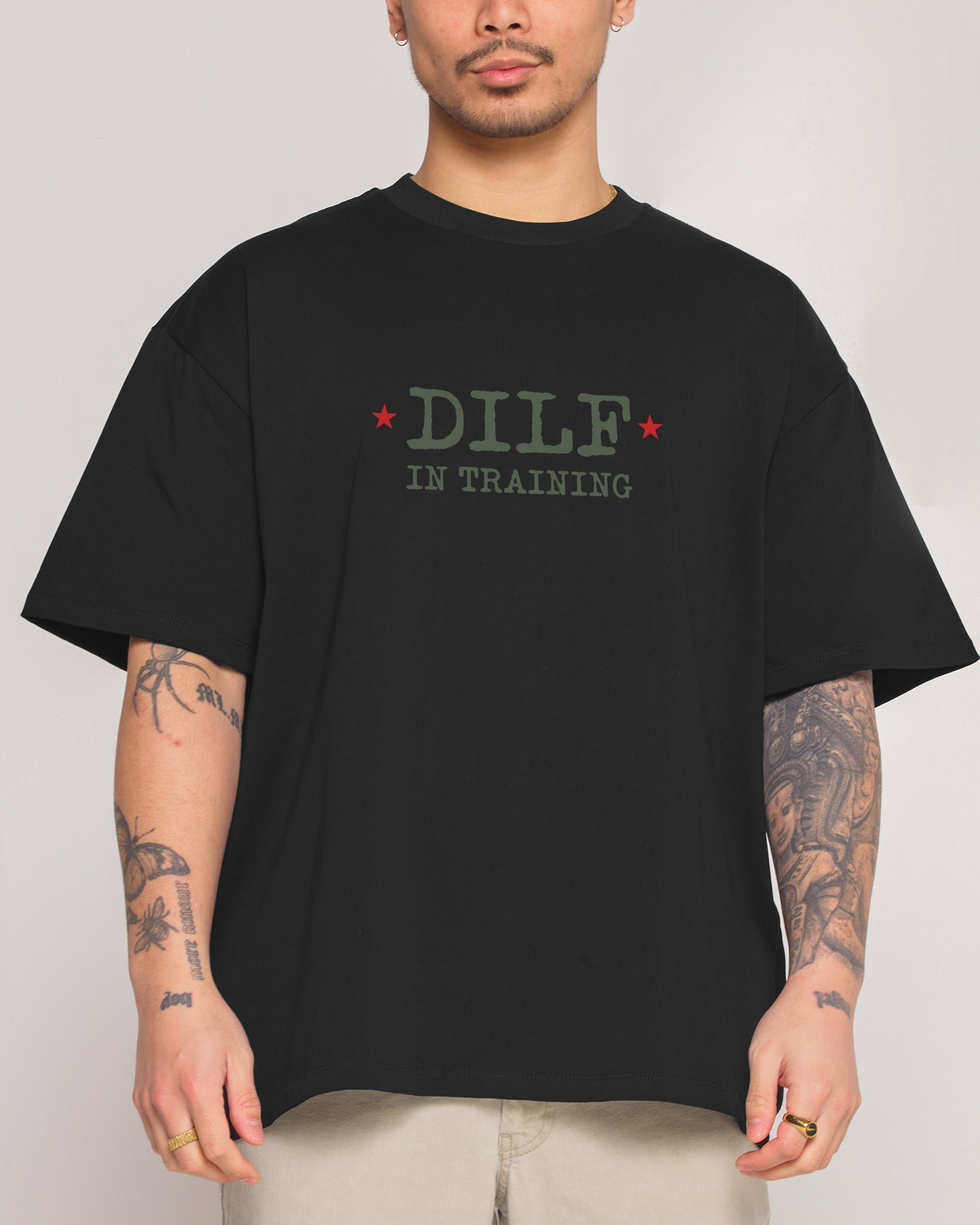 Dilf in Training Oversized Graphic Tee - Unisex 100% Combed Cotton Heavyweight T-Shirt