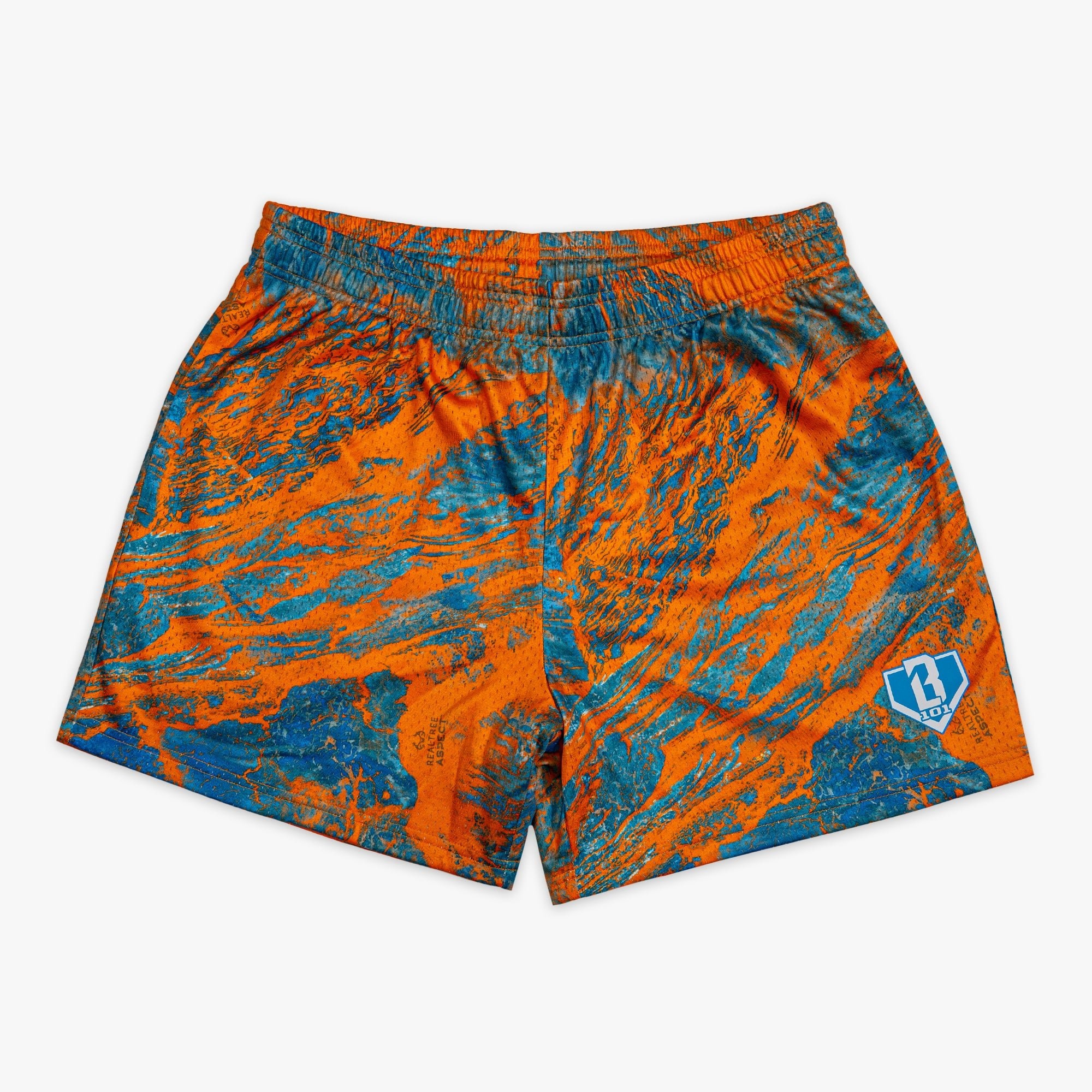 Realtree Aspect Shorts - Orange Camo Mesh Athletic Shorts for Men