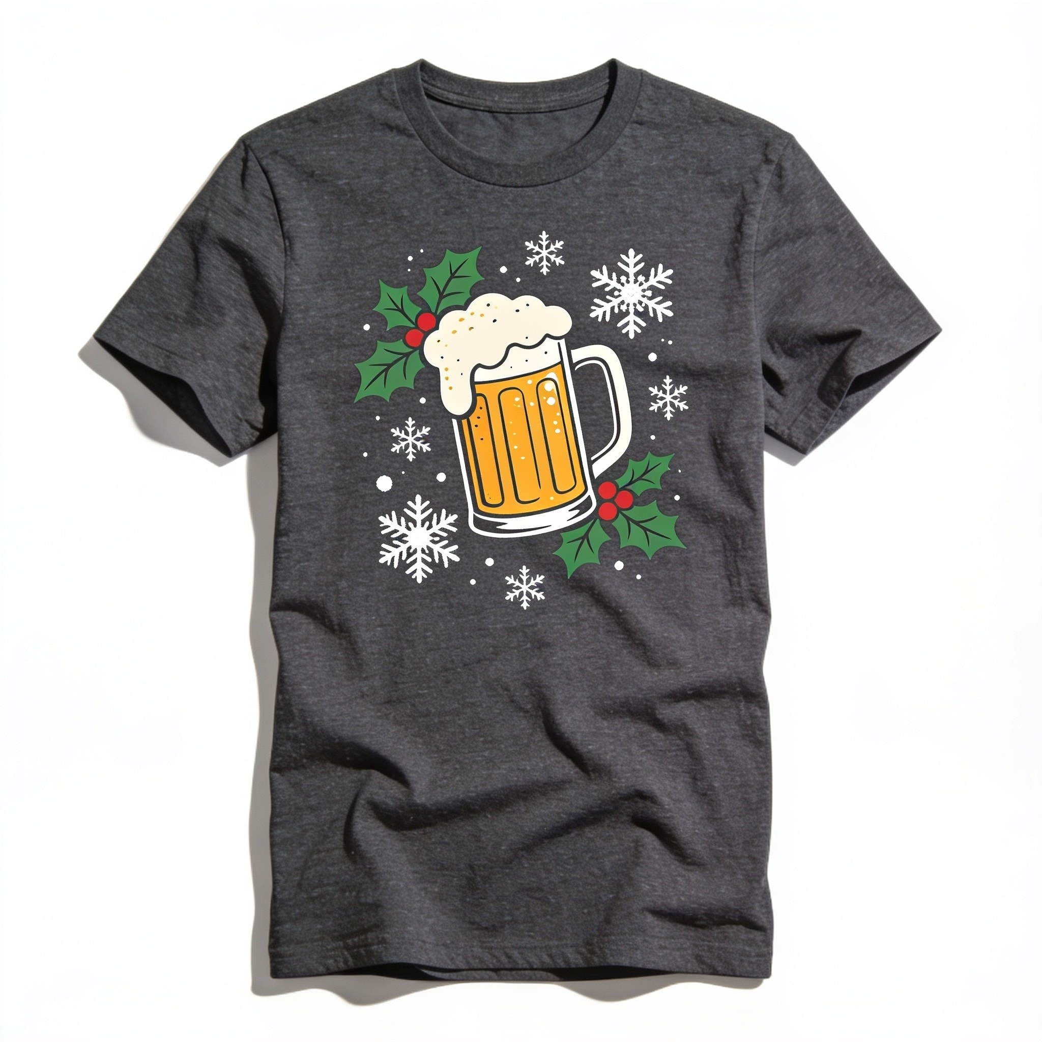 Beer And Christmas Cheer Unisex T-Shirt - Soft Cotton Crew Neck Graphic Tee