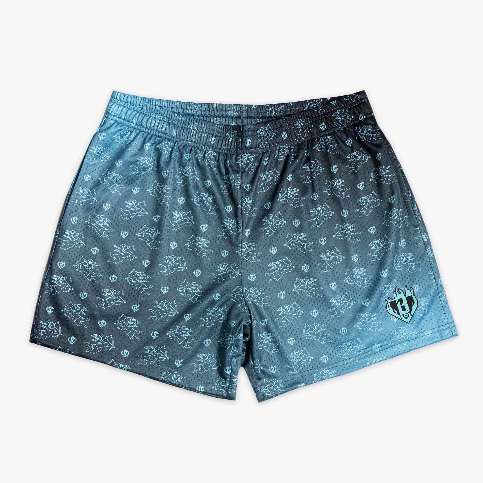 Cupid Baseball Mesh Shorts - Allover Pattern, Breathable Polyester, 5" Inseam