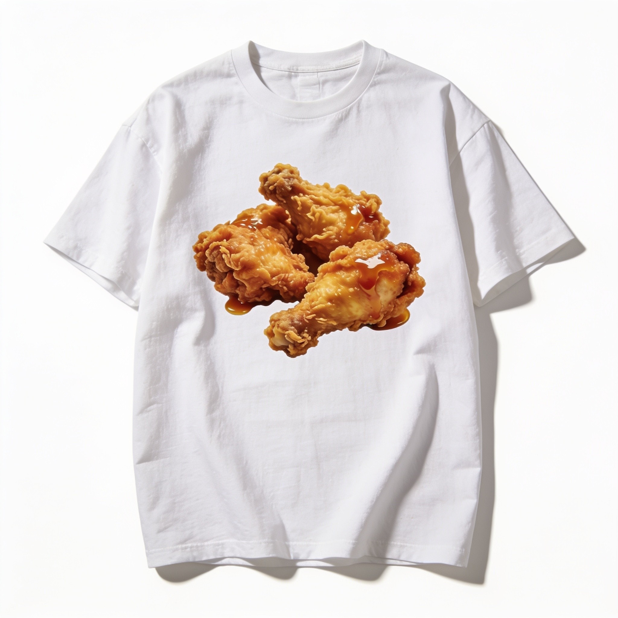 Korean Fried Chicken Oversized Graphic Tee - Threadheads 90s Boxy Fit Unisex Cotton T-Shirt