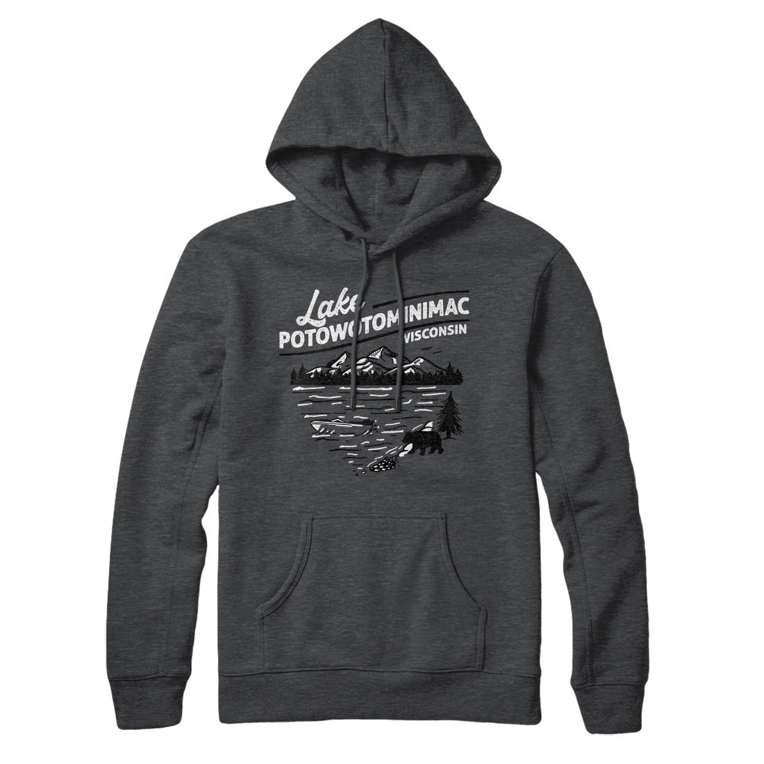 Lake Potowotominimac Pullover Hoodie - Unisex Cotton Polyester with Kangaroo Pocket