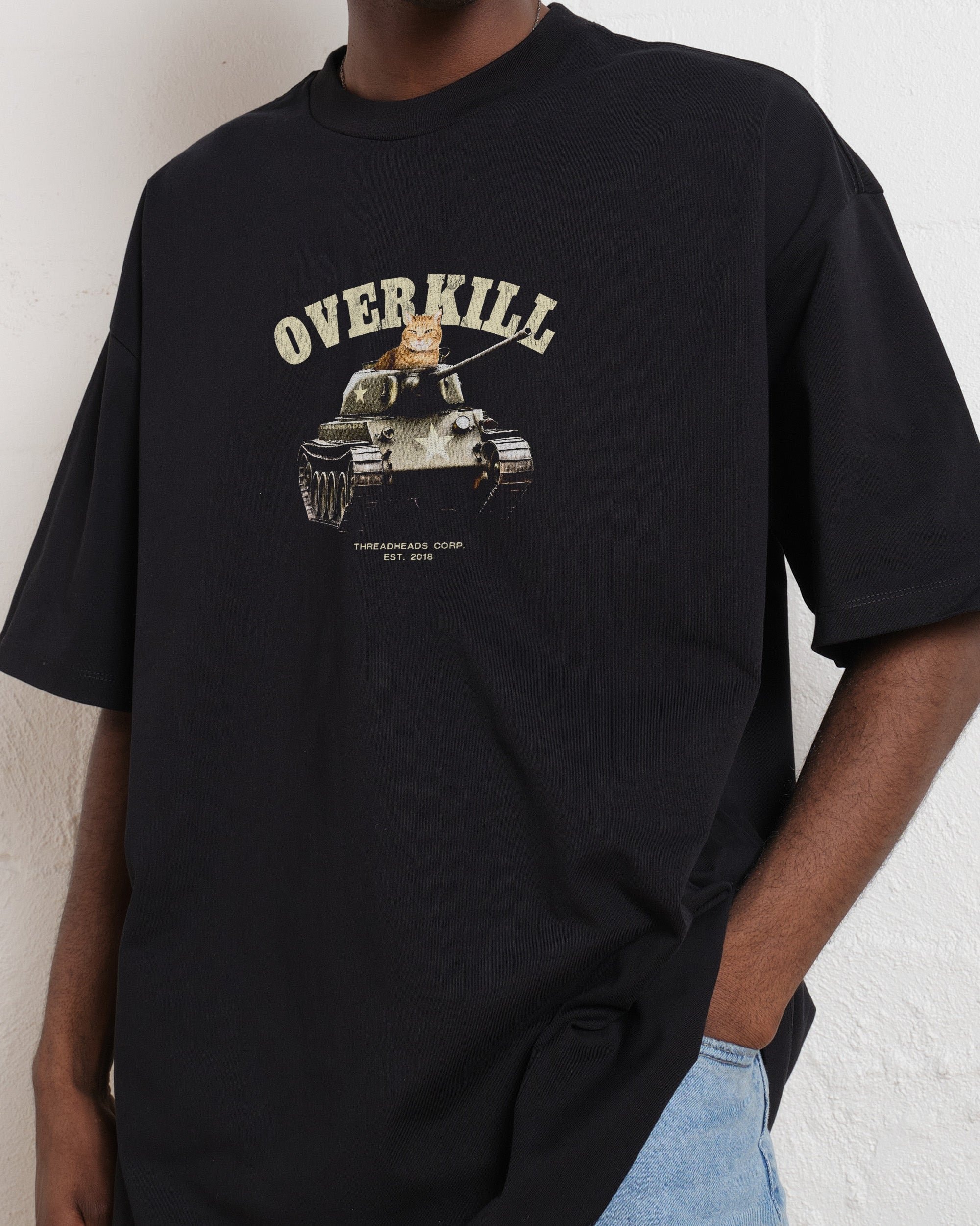 Overkill Oversized Graphic Tee - Threadheads 90s Boxy Fit Unisex Cotton T-Shirt