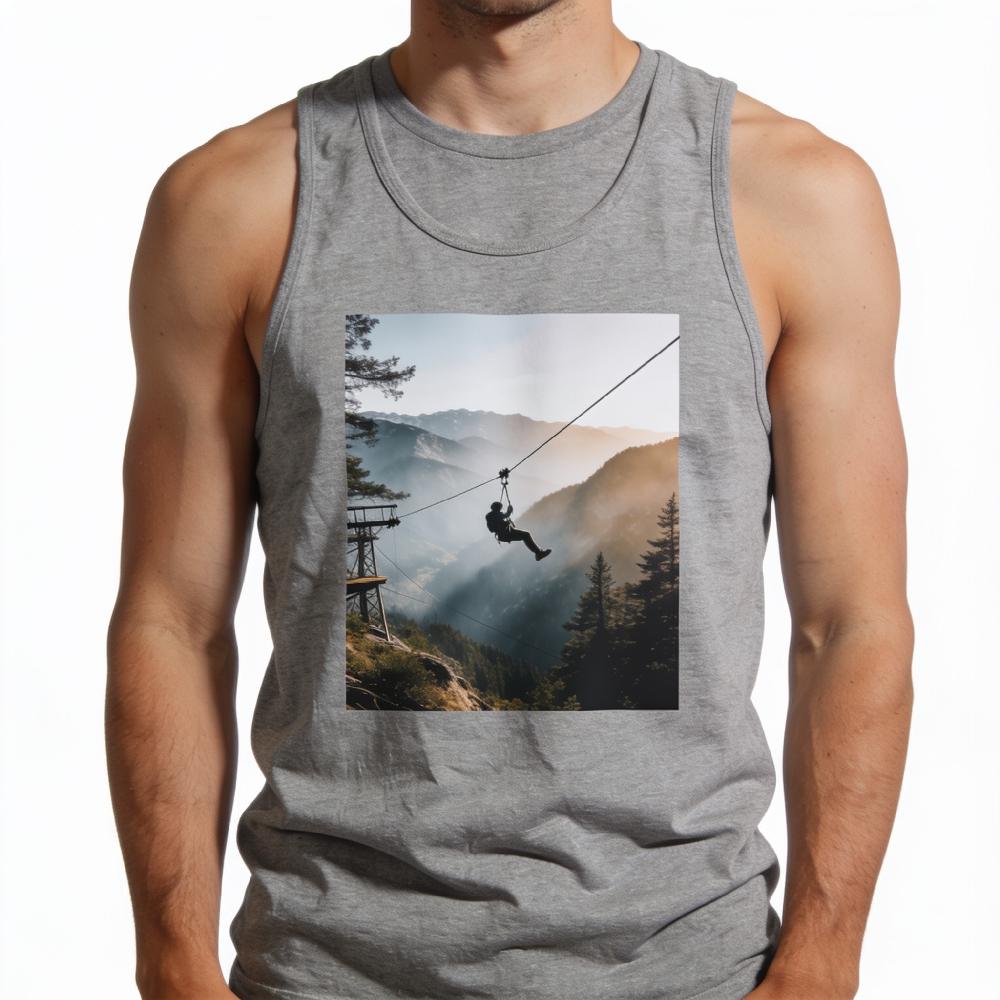 I'm Just Here For The Zipline Men/Unisex Tank Top - Modern Fit Combed Cotton