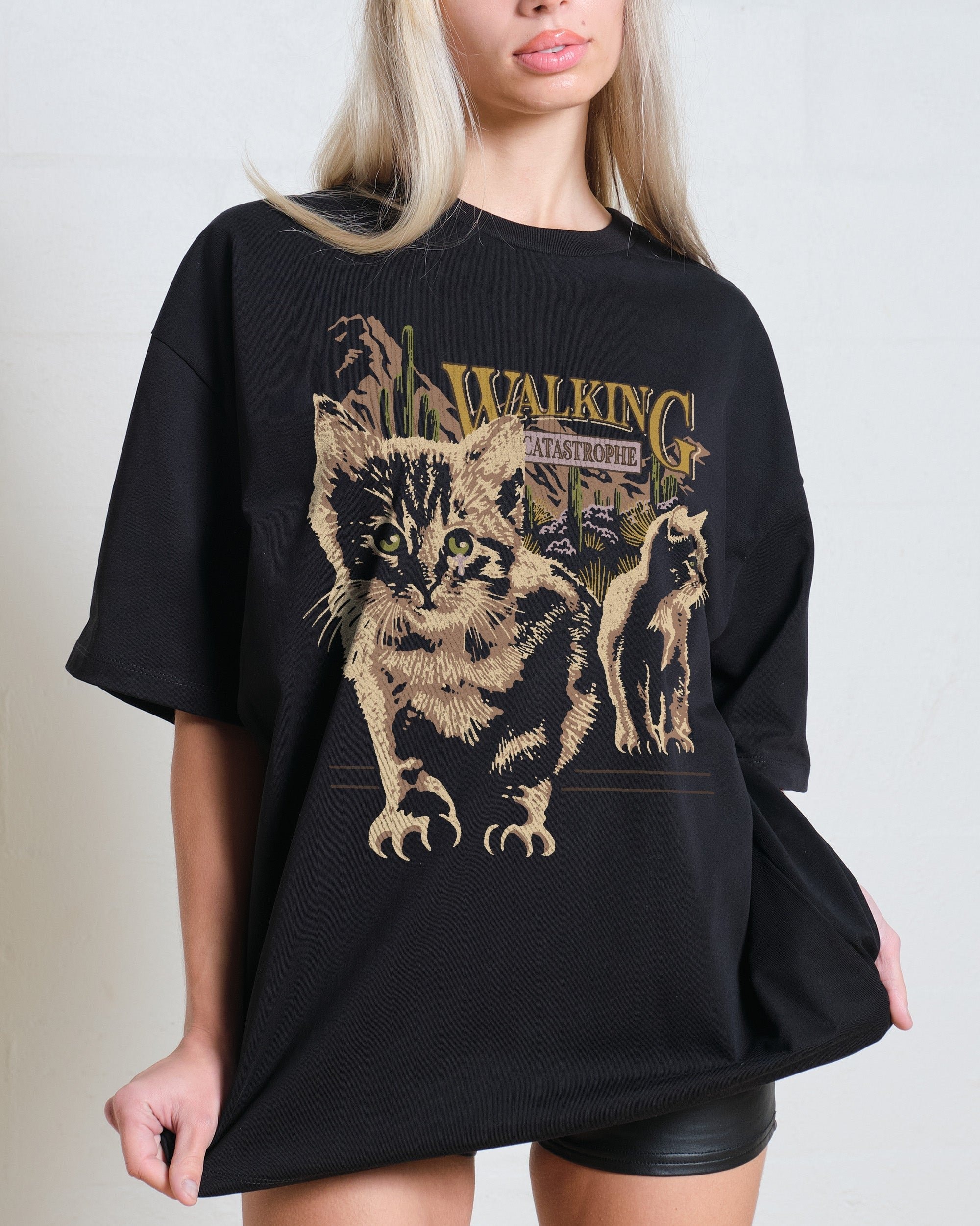 Walking Catastrophe Oversized Graphic Tee - Unisex 90s Boxy Fit Heavyweight 100% Combed Cotton