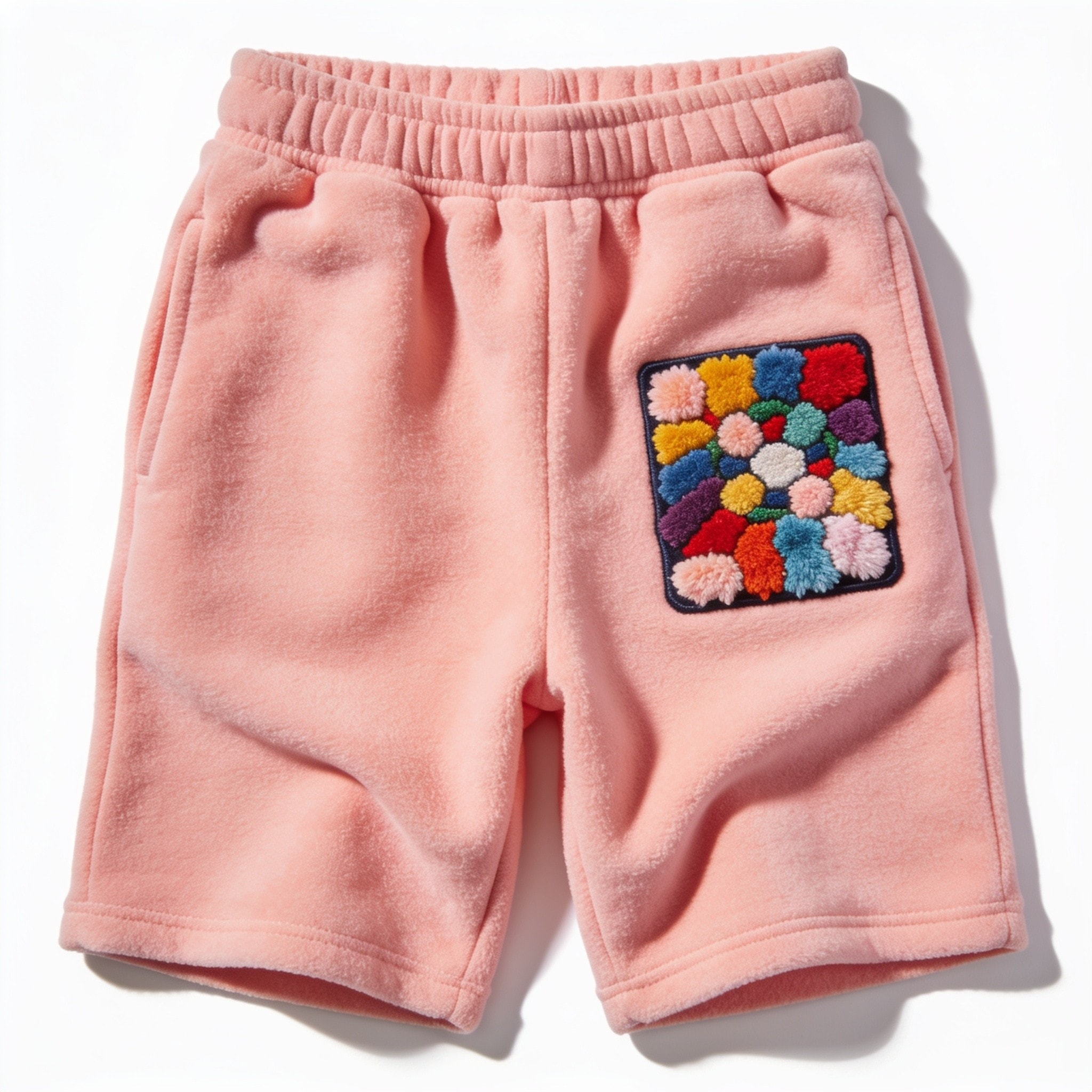 Cotton Candy Youth Sweatshorts Bubble Gum Pink Fleece Shorts with Chenille Patch