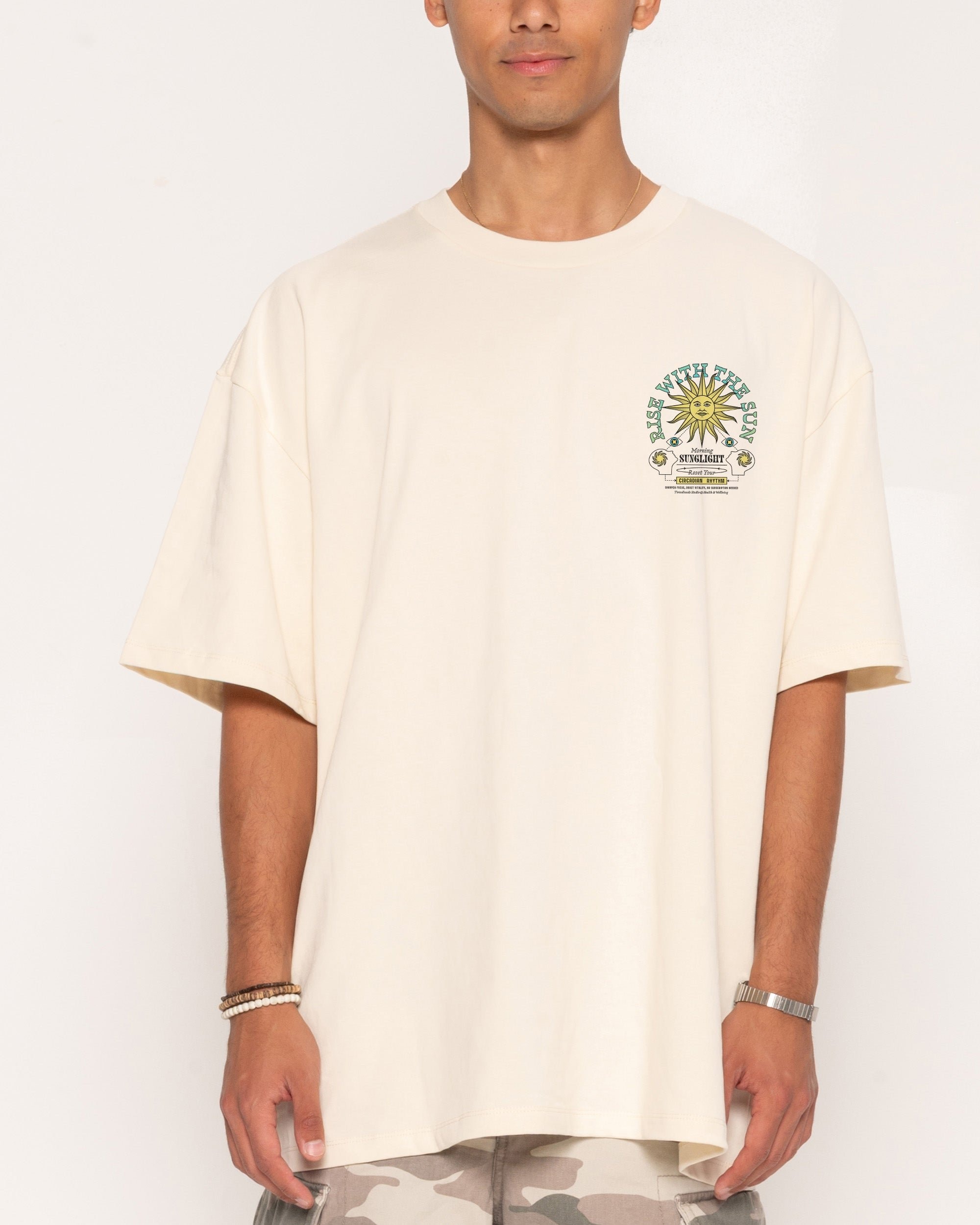 Rise With The Sun Oversized Graphic Tee - Threadheads Unisex 90s Boxy Fit 100% Combed Cotton