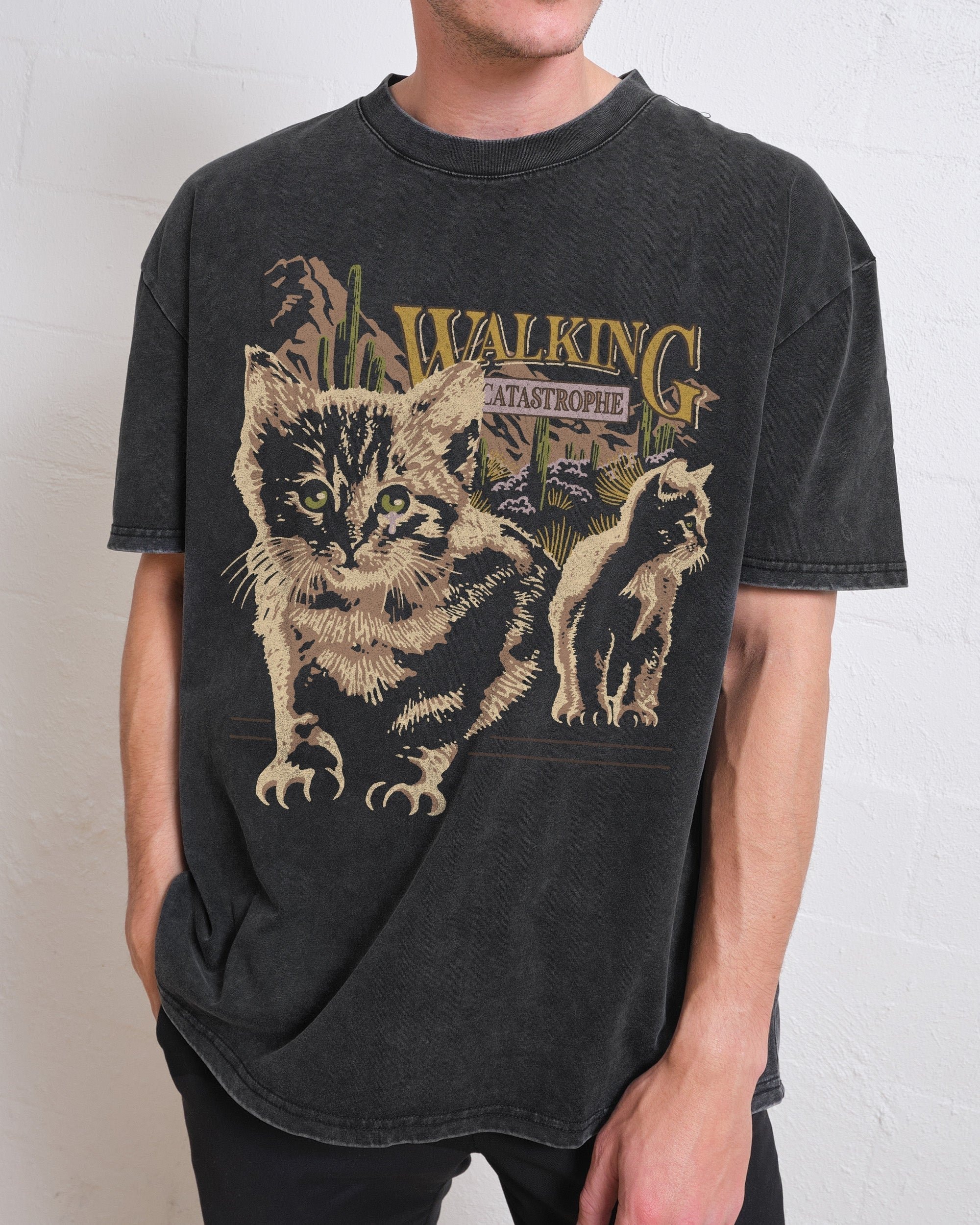 Walking Catastrophe Oversized Graphic Tee - Unisex 90s Boxy Fit Heavyweight 100% Combed Cotton