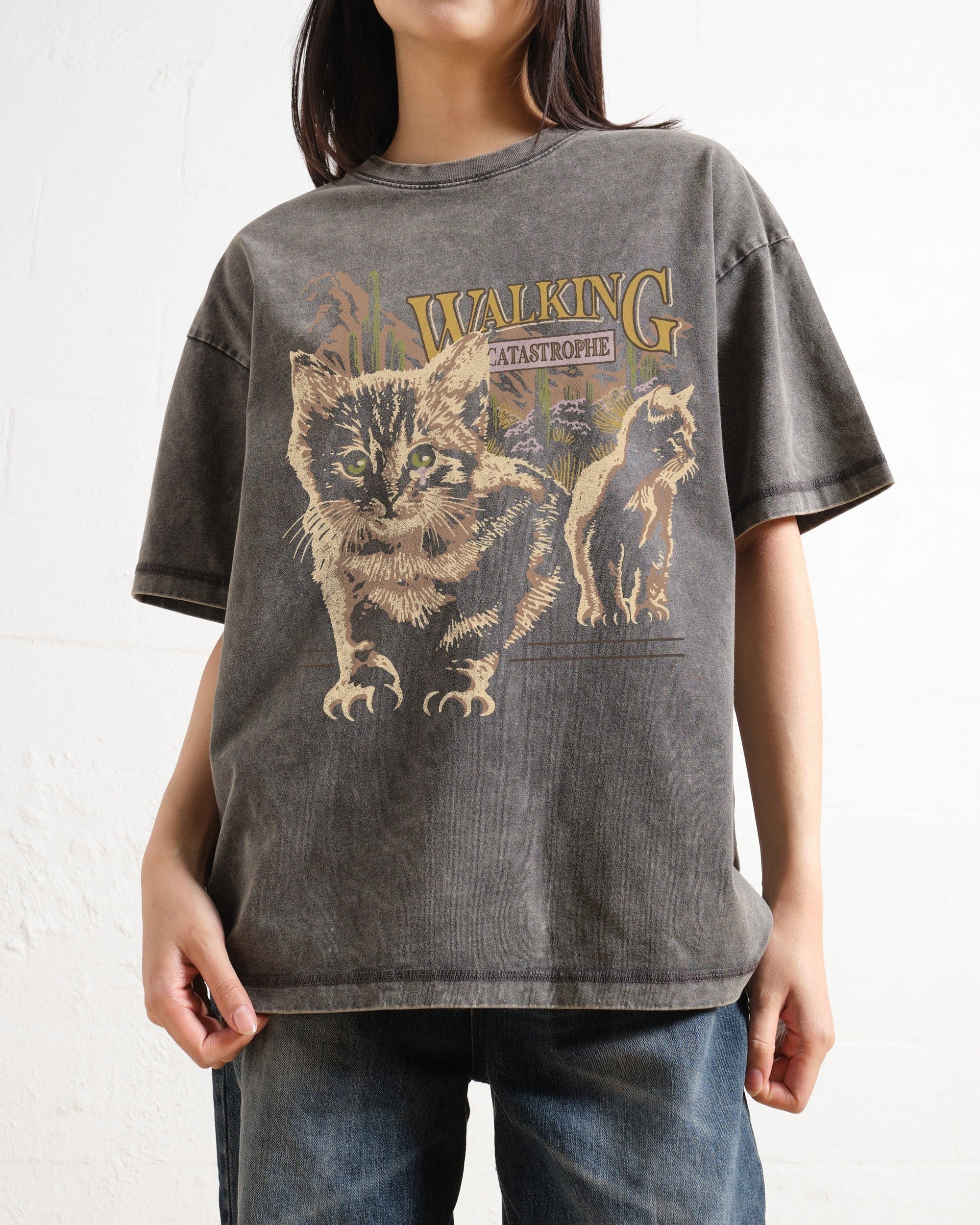 Walking Catastrophe Oversized Graphic Tee - Unisex 90s Boxy Fit Heavyweight 100% Combed Cotton