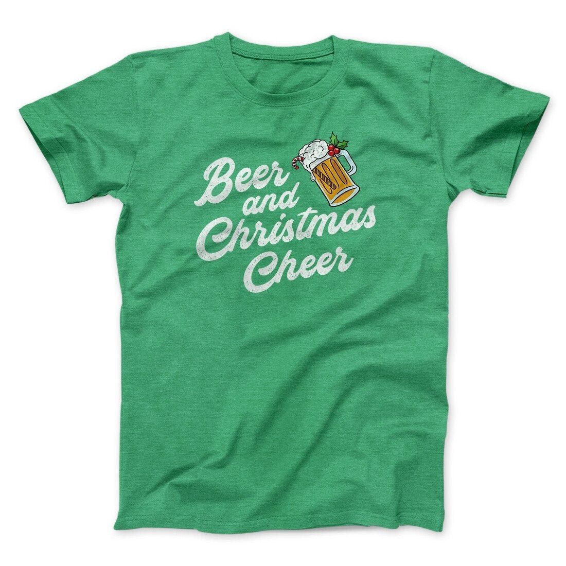 Beer And Christmas Cheer Unisex T-Shirt - Soft Cotton Crew Neck Graphic Tee