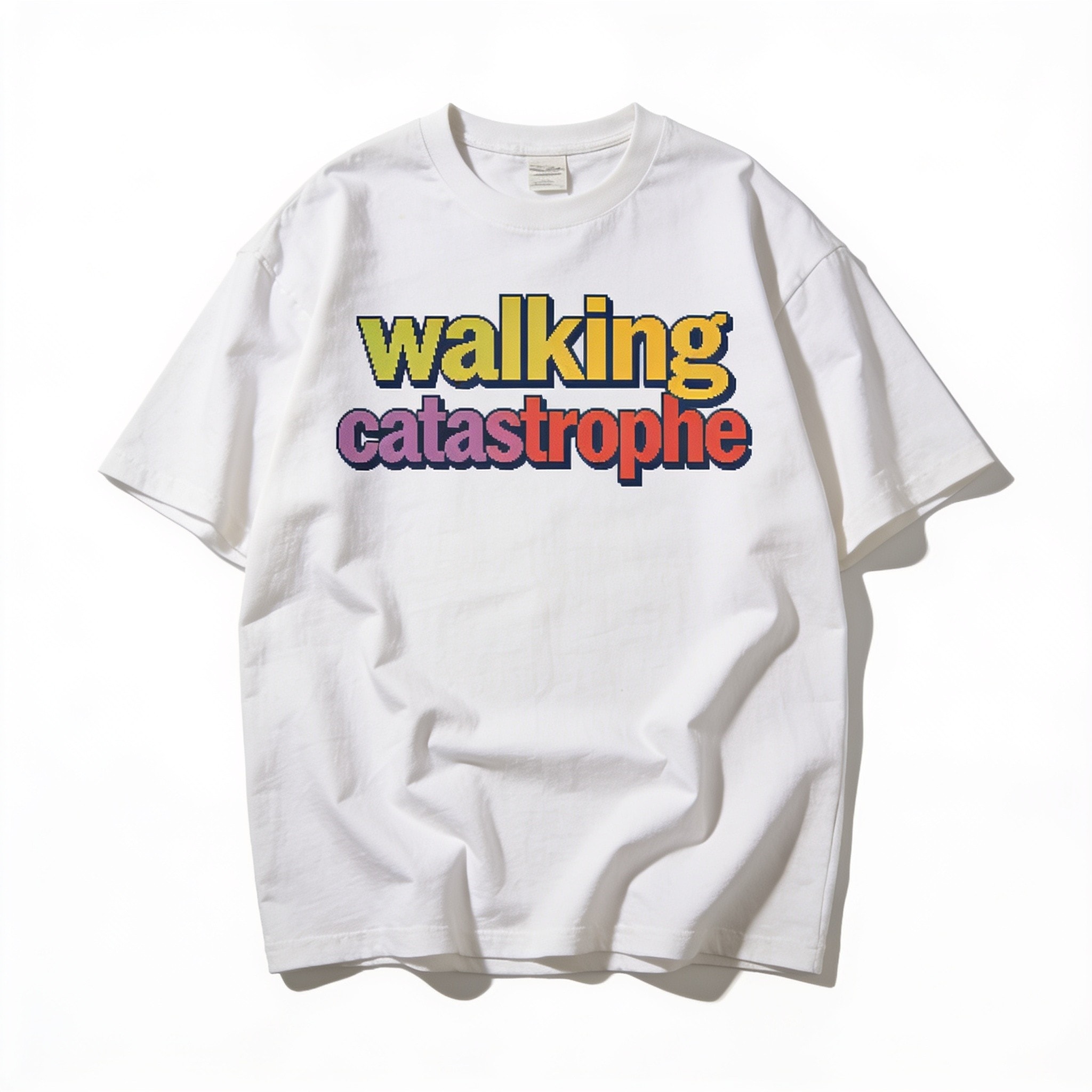 Walking Catastrophe Oversized Graphic Tee - Unisex 90s Boxy Fit Heavyweight 100% Combed Cotton