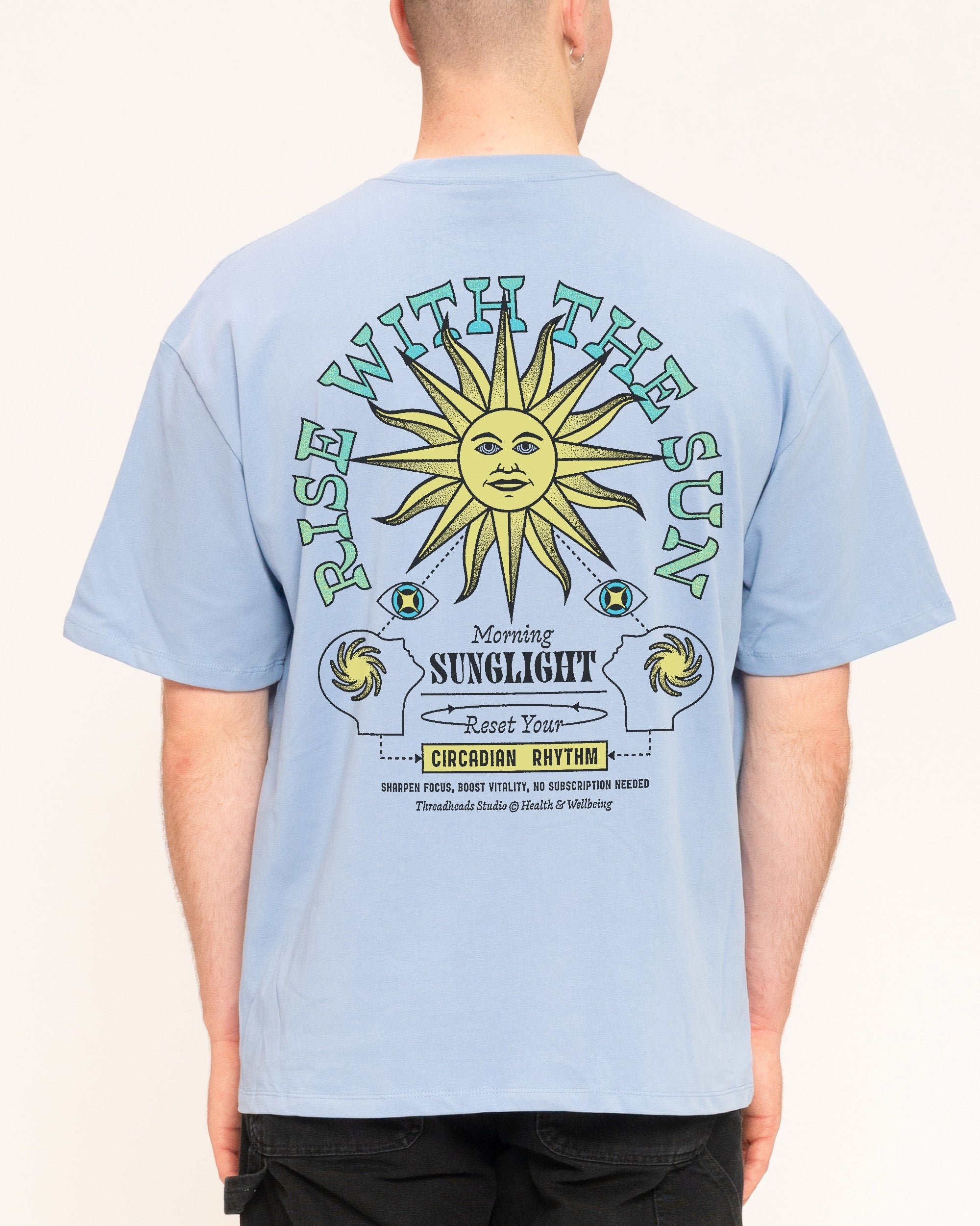 Rise With The Sun Oversized Graphic Tee - Threadheads Unisex 90s Boxy Fit 100% Combed Cotton